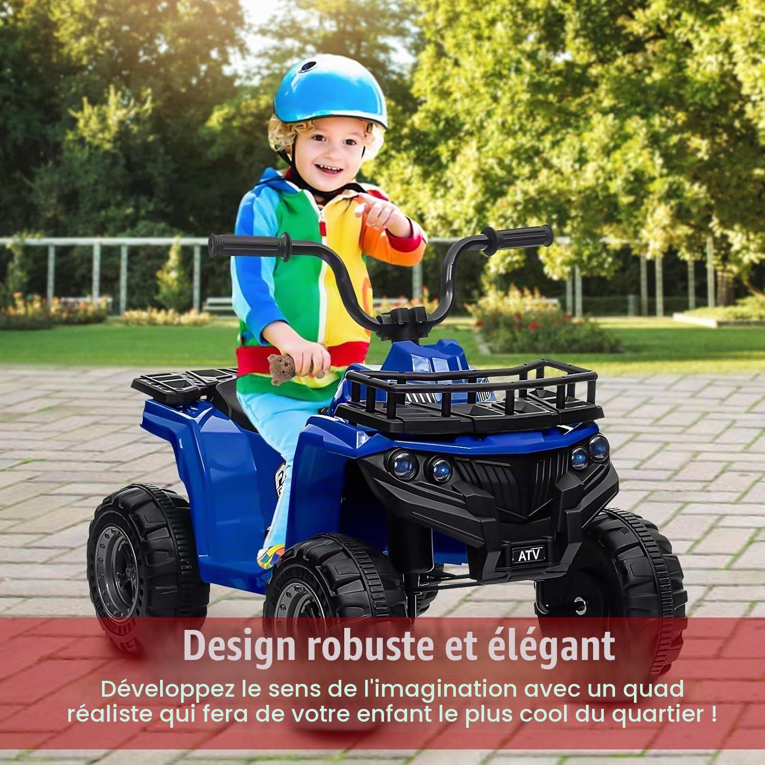 Garvee Quad Electrique Enfant 12 V, Voiture ÉLectrique pour Enfant ATV, Voiture éLectrique 2 Vitesses, Voiture Electrique pour Garç, ATV pour Enfant de 2 à 5 Ans (Bleu)