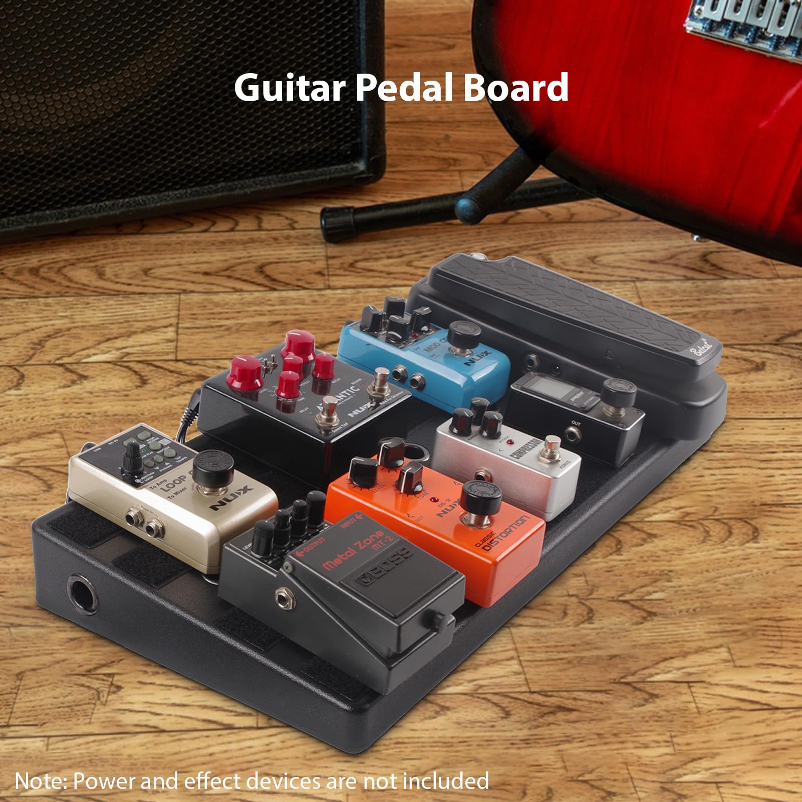 FLEXMAN Gitarrenpedalboard Gehäuse, 20 X 9,8 X 2,4 Zoll Tragbares Leichtes Effektpedalboard mit 11 Strategisch Platzierten Perforationen für Gitarren
