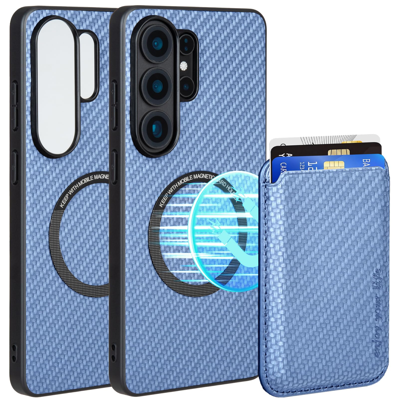 Designed for Samsung S26 Ultra Case, Samsung S26 Ultra Case Wallet Compatible with MagSafe, PU Samsung S26 Ultra Case with Card Holder for Women Men, Anti-Slip & Shock Absorption(Blue) Galaxy S26 Ultra Blue