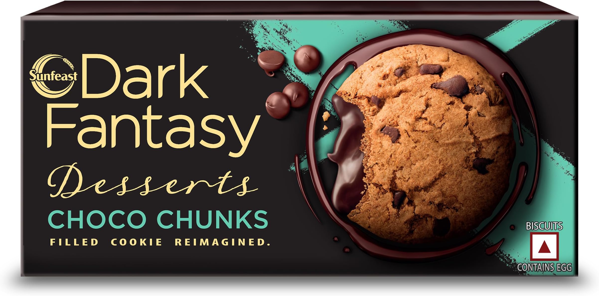 Choco Chunks, Choco Chip and Molten Choco Creme Filled Cookie, 75g