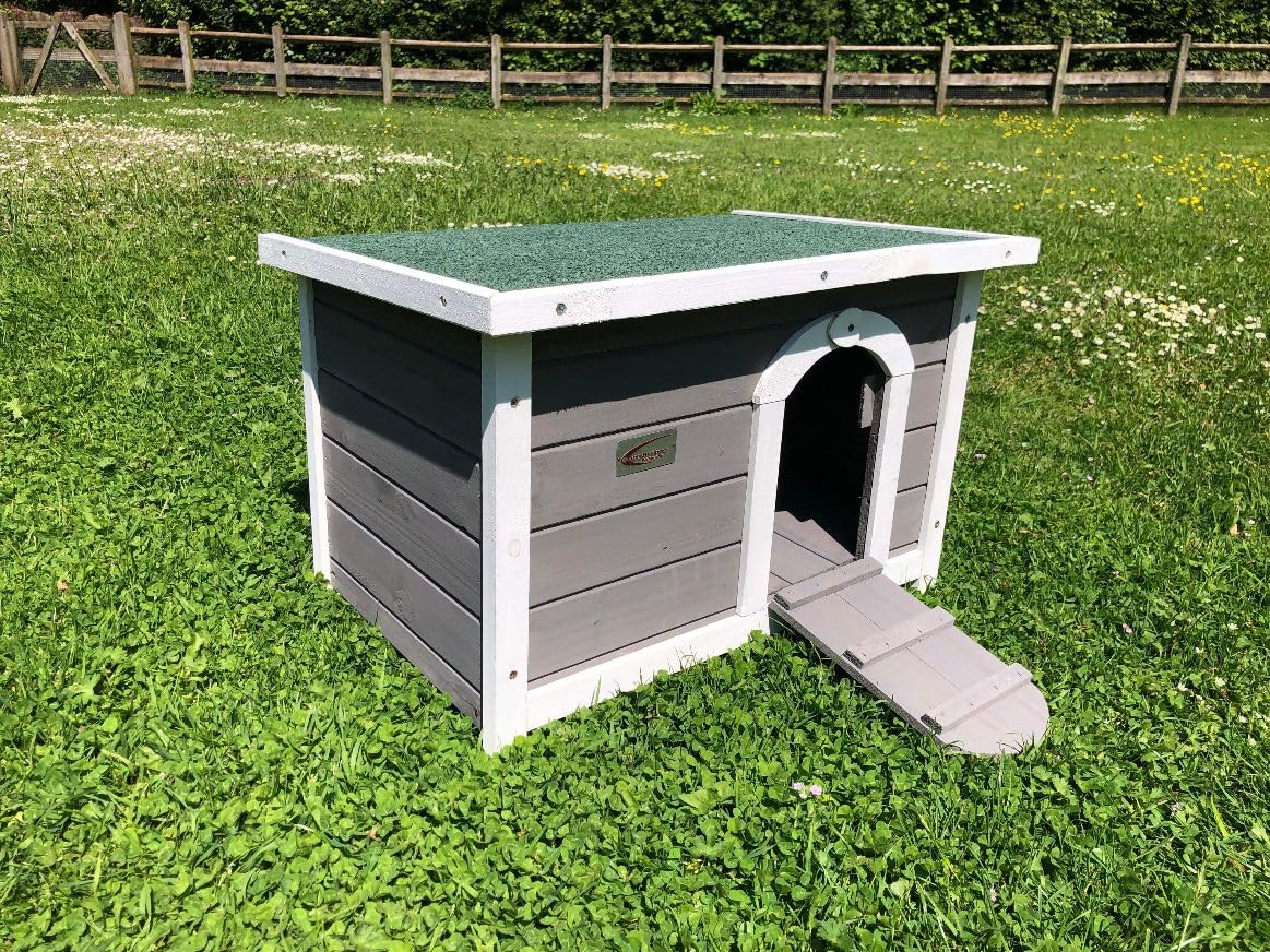 BUNNY BUSINESS Rabbit/Guinea Pig Deluxe Hide House/Run Hutch, 60 × 40 × 40 cm (Grey-Deluxe-Hide)