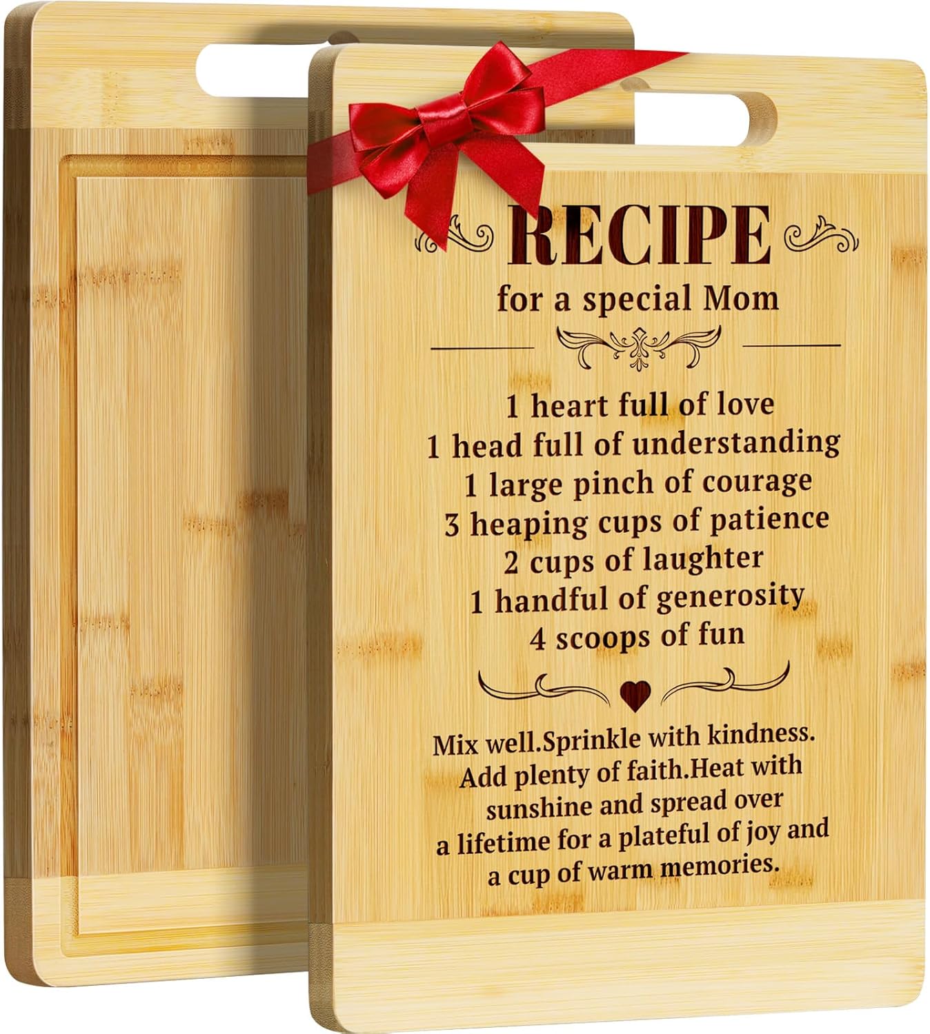 Kikcoin Mom Birthday Gifts - Bamboo Cutting Boards for Kitchen, Mother Cutting Board Gift from Daughter Son, Mothers Day Gift, Unique Gift for New Mom, Step Mom, Bonus Mom