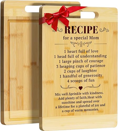Kikcoin Mom Birthday Gifts - Bamboo Cutting Boards for Kitchen, Mother Cutting Board Gift from Daughter Son, Mothers Day Gift, Unique Gift for New Mom, Step Mom, Bonus Mom