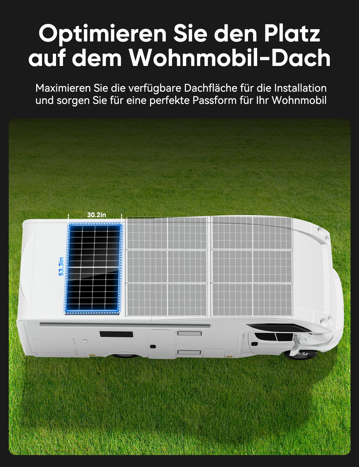 300W Solarpanel 12V Monokristallines Solarmodul PV-Modul 25.4% Hoch-Effizienz für Wohnwagen Wohnmobile