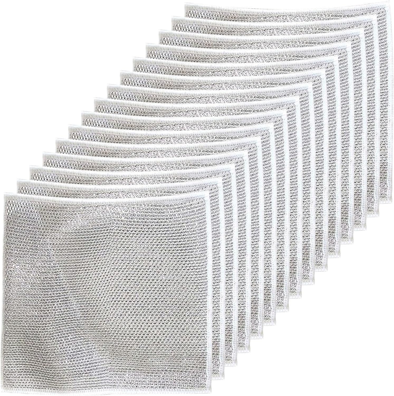 SPeesy 2 5 10PCS Wire Dishcloth Multifunctional Non-Scratch Fine Steel Mesh Wire Dishwashing Rags for Wet and Dry