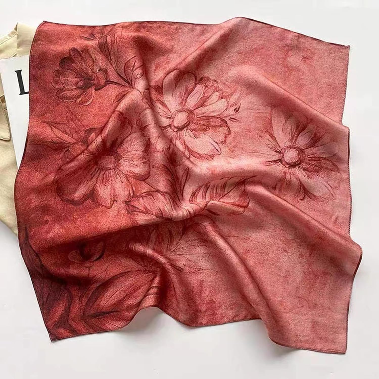 100% Mulberry Silk Neck Scarf - 21"x21" Small Printed Square Neckerchief Scarves for Women Gift Packed - Image 6