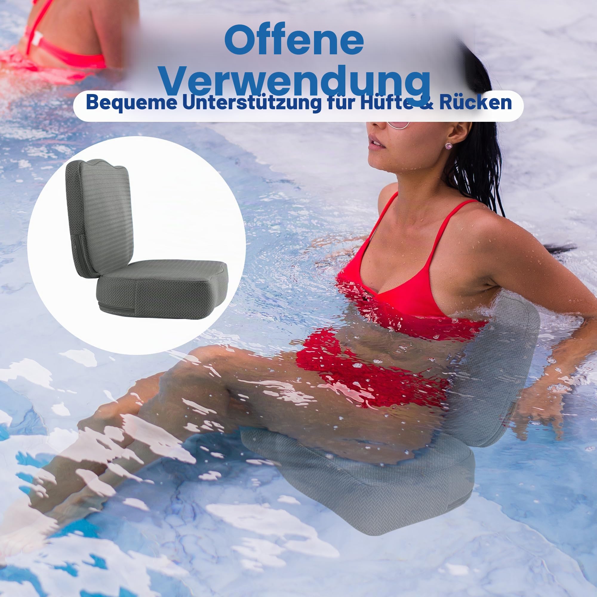 MABOZOO Whirlpool-Sitzerhöhung für Erwachsene, gewichteter Sitzerhöhung, 3D-Air-Mesh-Whirlpool-Kissen, schnell trocknend, Whirlpool-Zubehör, für drinnen und draußen (grau)