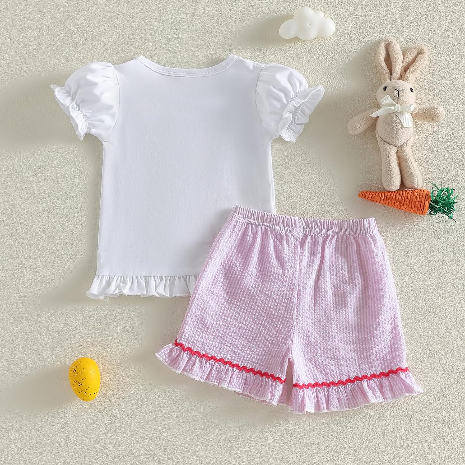 Lamuusaa Baby Girl Clothes Bubble Sleeve Embroidery T-shirt Tops Ruffle Stripe Shorts 2Pcs Toddler Girl Summer Outfit - Image 7