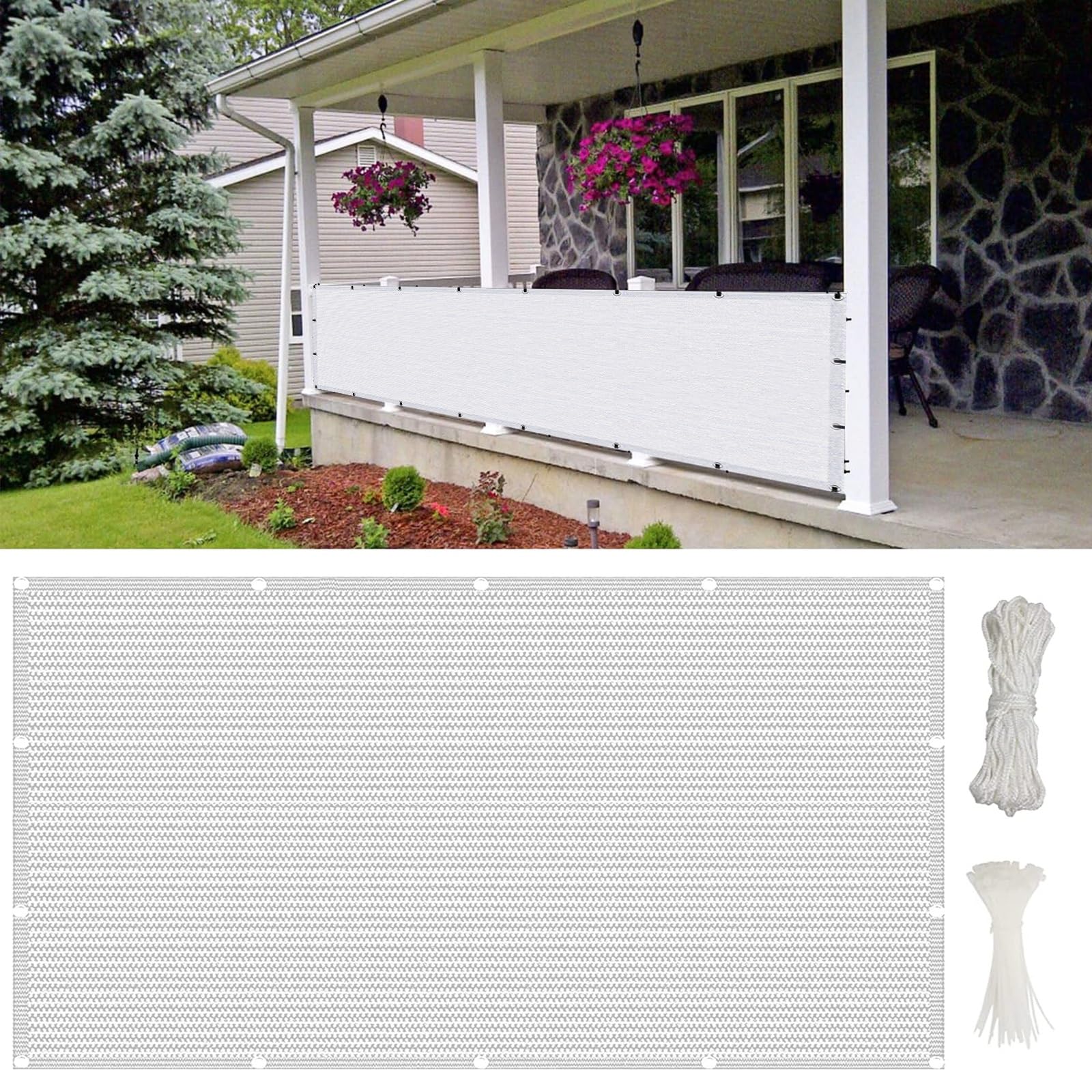 Clôture jardin occultante en PEHD blanc avec oeillets pour une protection anti-regard