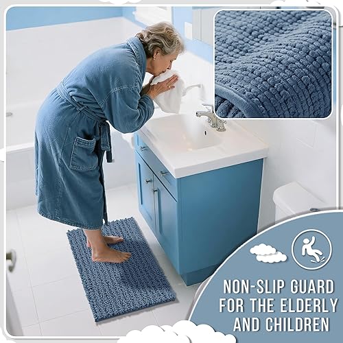 Miniatura 125 de Yimobra - Tapete de baño largo de felpilla, grande de 55.1 x 24 pulgadas, microfibra gruesa, absorbente, extrasuave, antideslizante, peludo, lavable