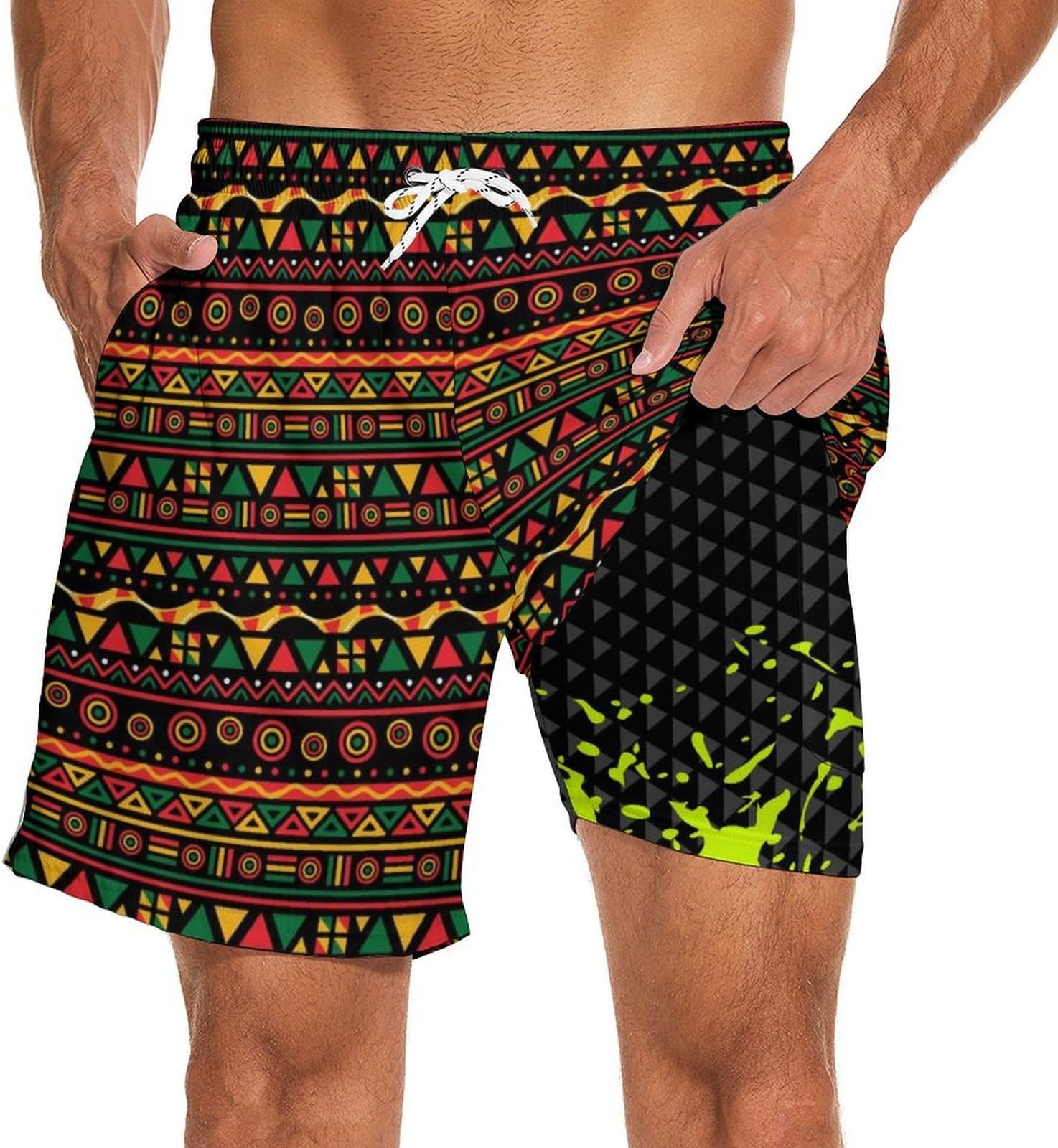 Mens Swim Trunks with Compression Liner 2 in 1 Quick-Dry Swim Shorts Men Board Shorts Swimwear for Swimming Beach