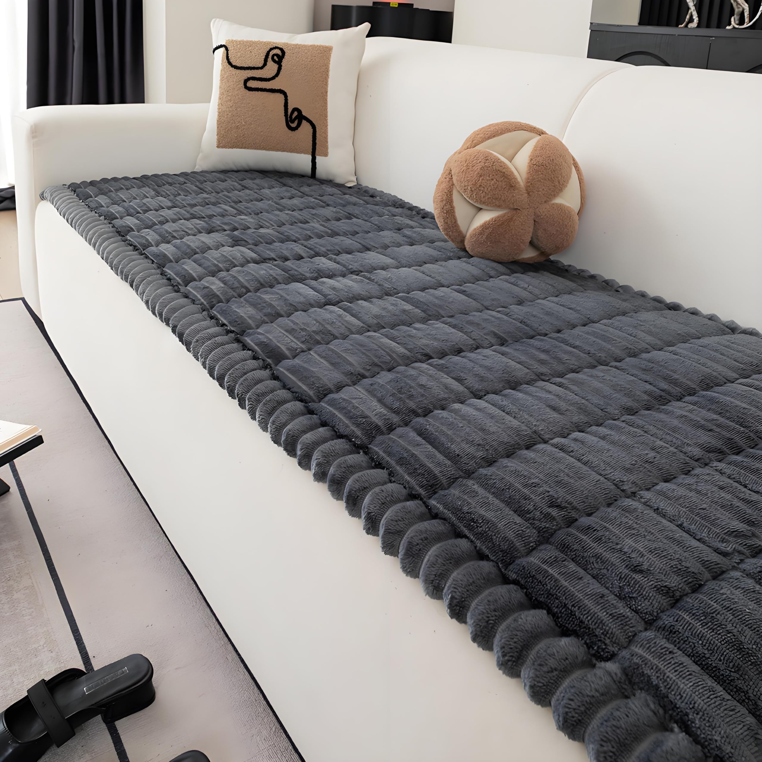 SRFYBGPY Pet Couch Covers for Sofa,Couch Covers for Dogs Washable,Non-Slip Sofa Cushion,Couch Covers for Cushion Couch Sofa Pet Friendly (Dark Gray, 27.6" x 70.9")