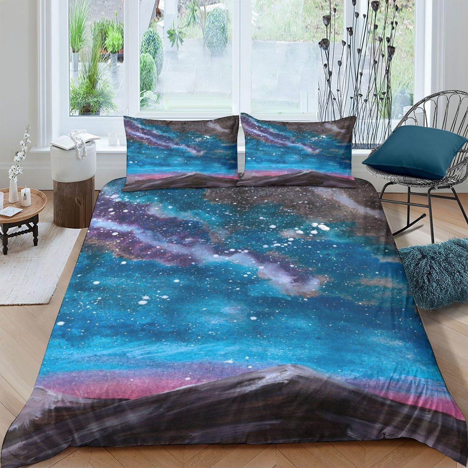 Ctjqhvkz Style-3 3D Printed Fitted Sheet Microfiber Galaxy Starry Sky Bed Cover For Bedroom, Durable And Easy To Wash, Perfect For Adults And Teens Single（135X200cm）