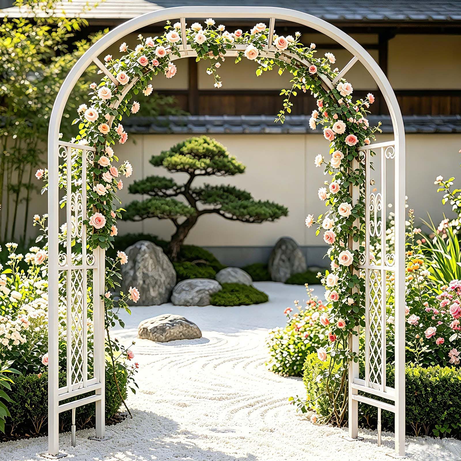 Flower Arch,Heavy Duty Strong Tubular Plant Cage, Metal Rose Arch Trellis,Weather Resistant,Garden Decoration And Embellishment, For Climbing Plant, Rose Vines, Vegetables,