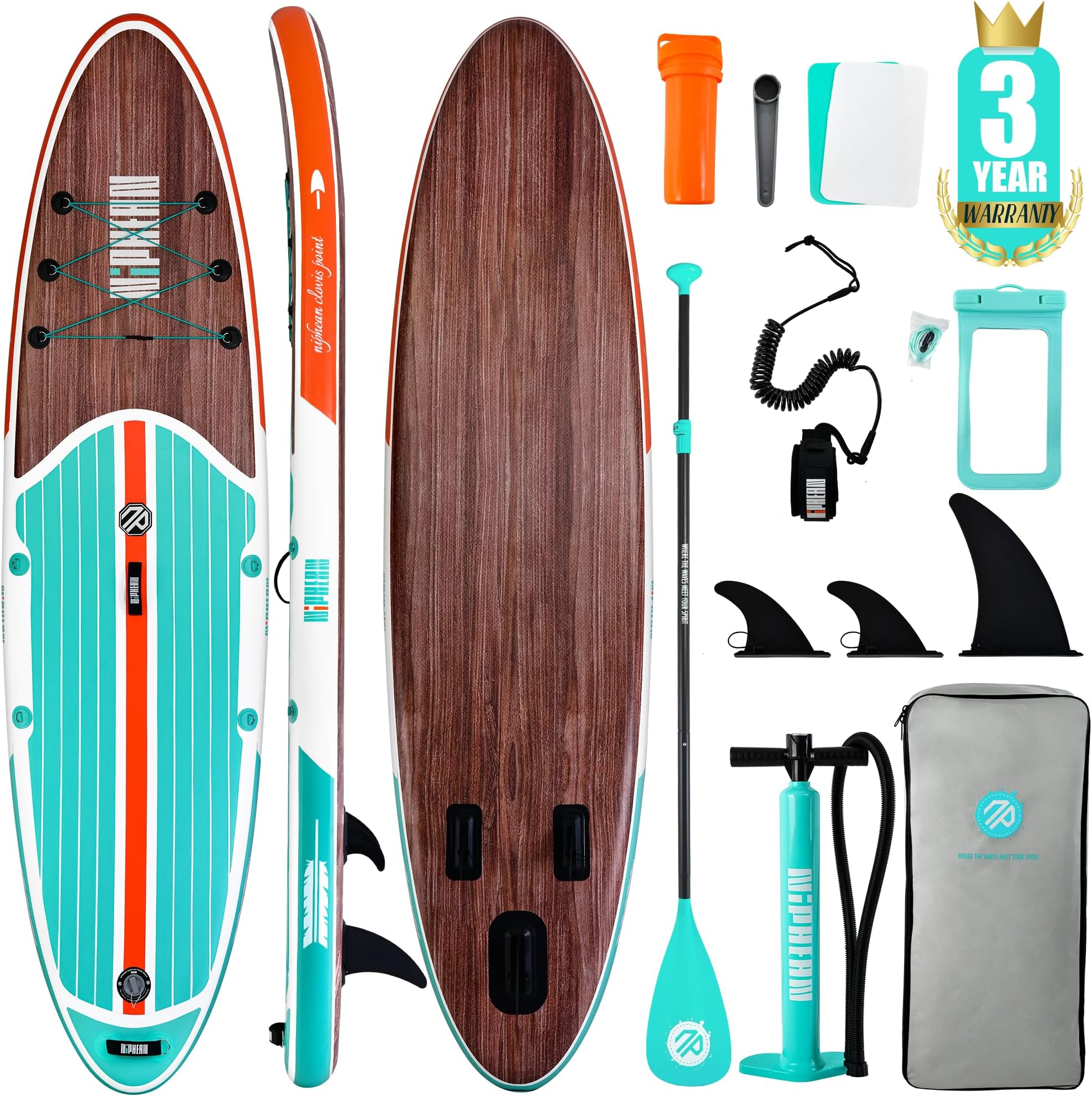 Niphean Inflatable Stand Up Paddle Board with SUP Accessories, Anti-Slip EVA Deck, 10’6’’ Inflatable Paddle Boards for Adults & Youth of All Skill Levels