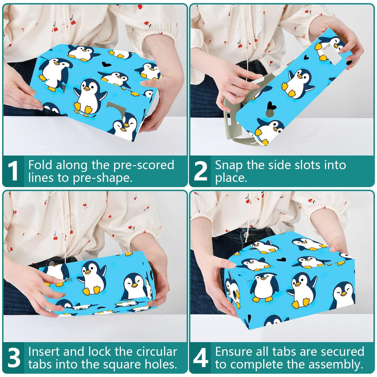 Cartone animato pinguino blu File Holder per scrivania