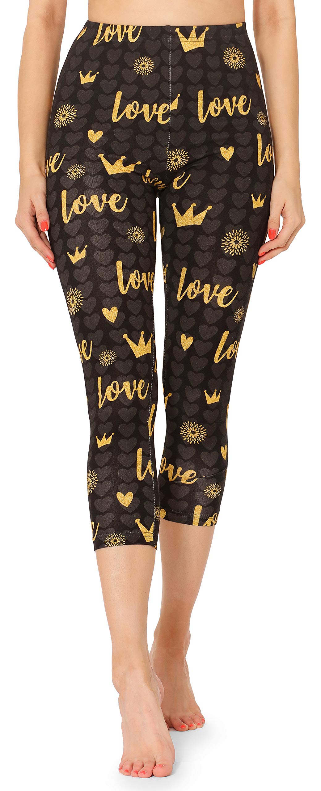 Merry Style Damen 3/4 Capri Leggings mit Allover Print Muster bunt MS10-411