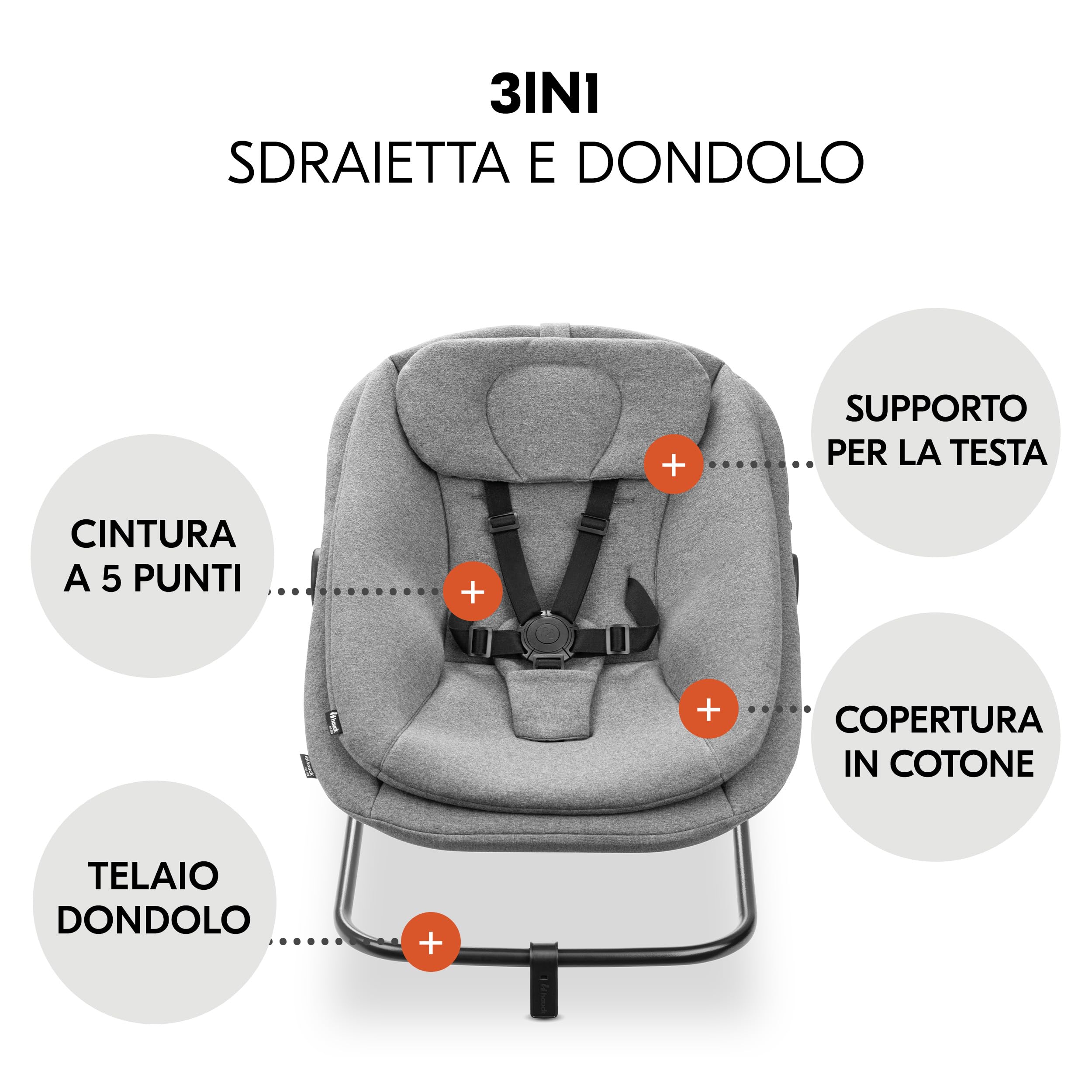 hauck Seggiolone Evolutivo Legno Beta + Newborn Set Highchair Bouncer 3in1 - Dalla Nascita Con Sdraietta Neonati Dondolo, Cuscino e Vassoio - Naturale