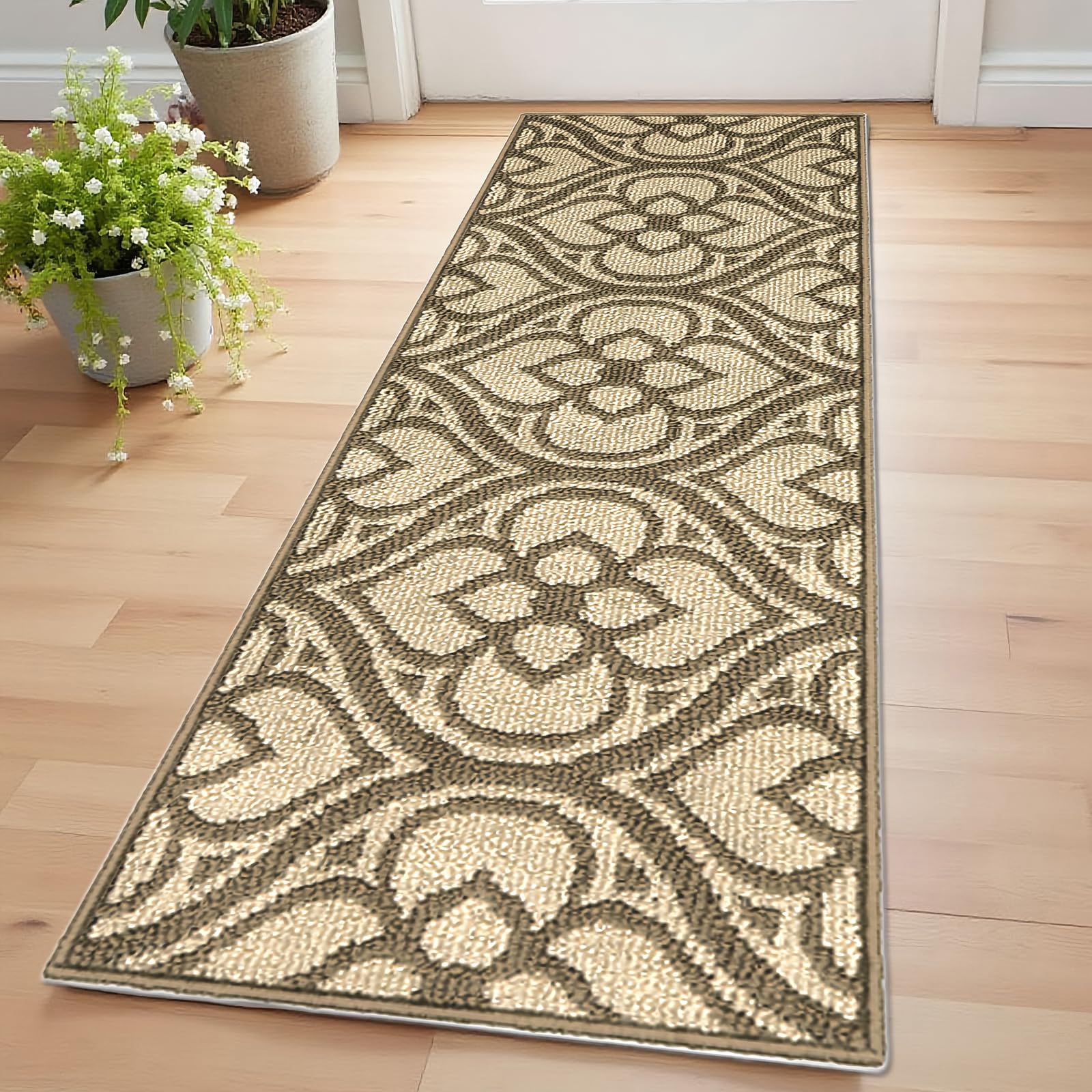 20 x 59 Inch Runner Rug Non-Slip Area Rug for Hallway – Low Profile Water Absorbing Kitchen Runner Rug with Rubber Backing – Machine Washable Indoor
