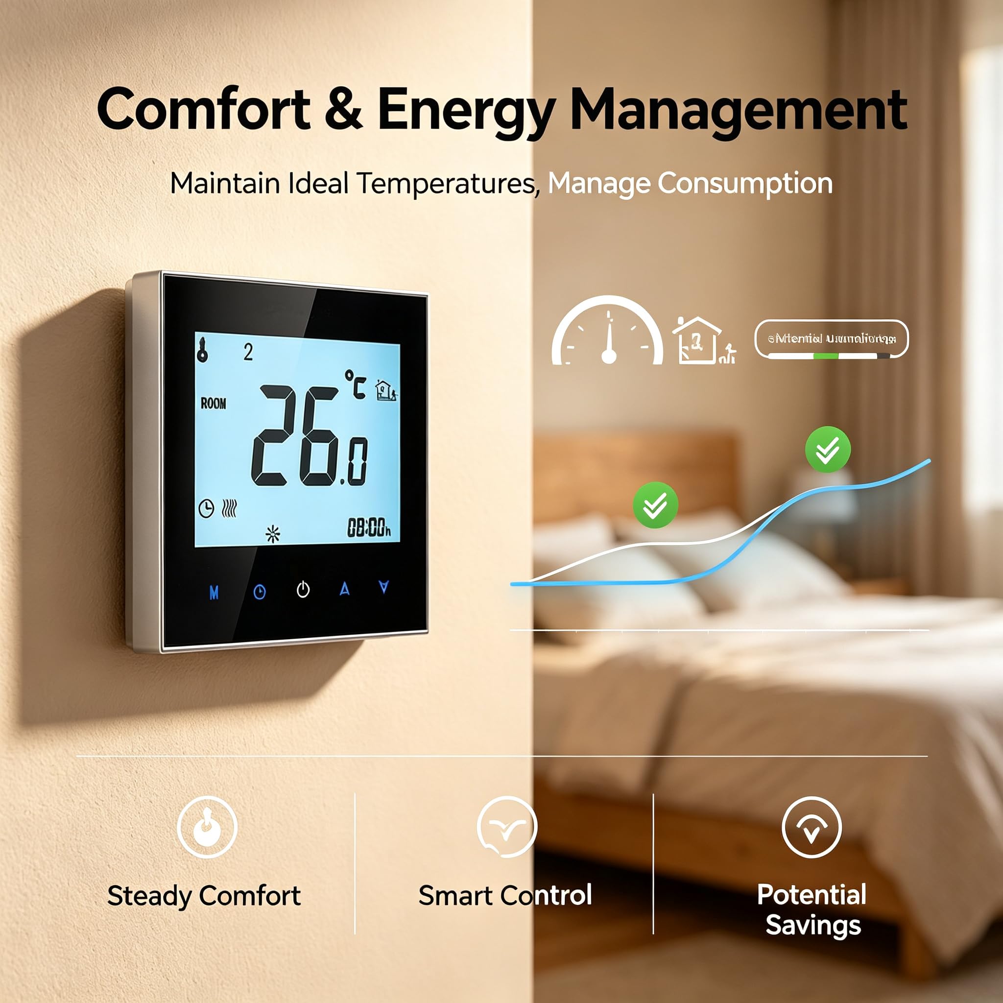 Intelligentes WLAN-Thermostat, App-Steuerung (elektrisch-weiß)