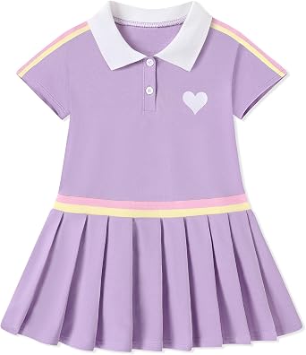 Toddler Girls Dresses Summer Polo Sporty Casual Dress 2-8Y | Toddler Tennis Dress Athletic School Uniform Outfit Short Sleeve A-Line Sundress Playwear Kids Girl Clothes
