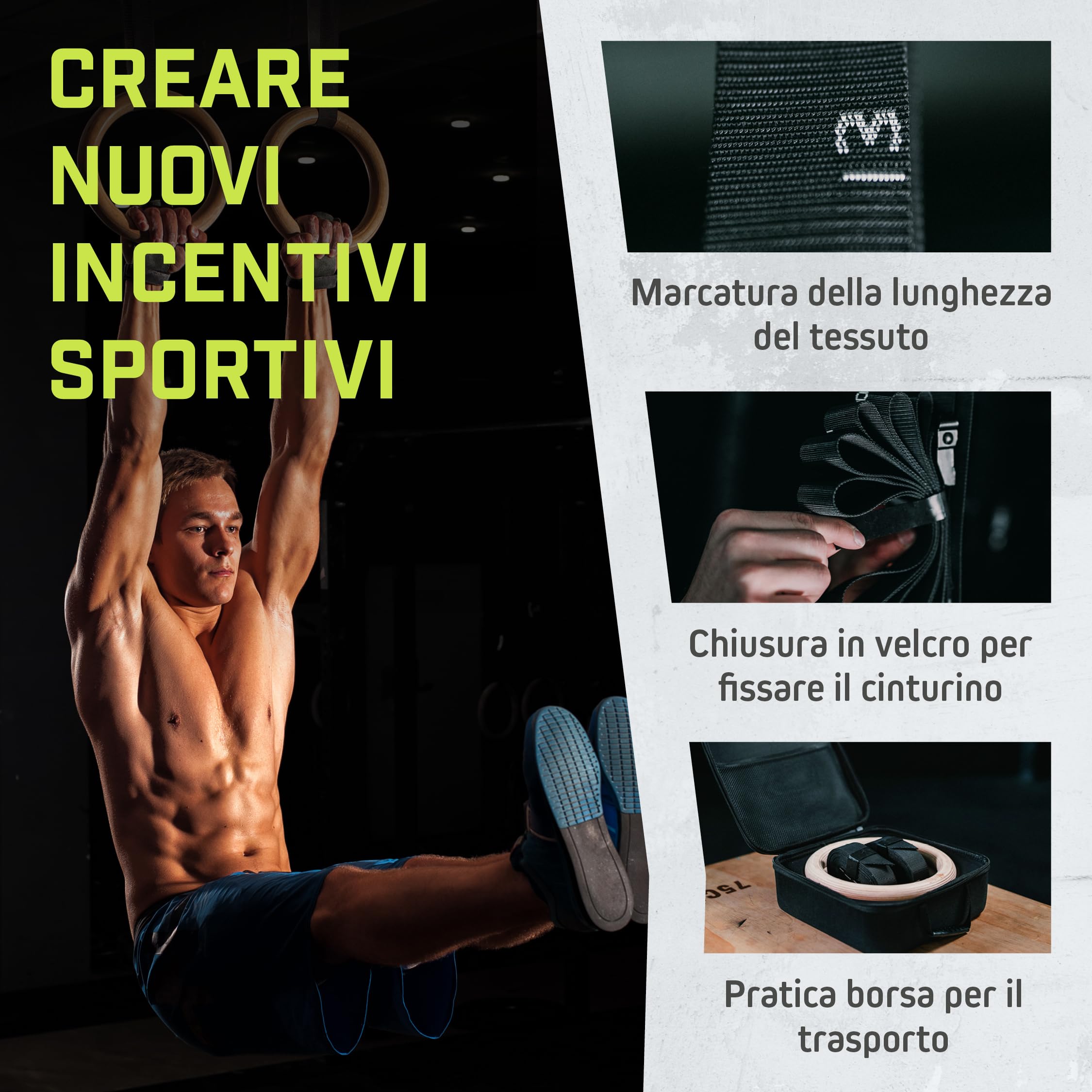 Wild Instincts Anelli da Ginnastica in Legno (28 & 32mm) | Anelli Calisthenics | Anelli Palestra con Cinghie e Borsa | Anelli Legno | Anelli Ginnastica Legno per Fitness & Calisthenics