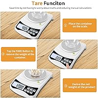 Vista 5 de Báscula digital de laboratorio, escala MEIYA Gram de 21.16 oz por 0.00 oz de precisión, báscula electrónica multifunción de alta precisión