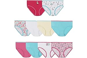 Girls and Toddler Underwear, Cotton Knit Tagless Brief, Hipster, and Bikini Panties,...