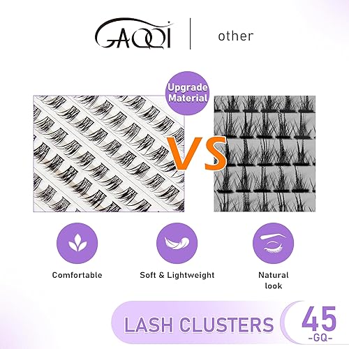 Miniatura 5 de GAQQI Extensiones de pestañas individuales, rizo C, pestañas individuales, 120 racimos de pestañas postizas, suaves y ligeras, longitud mixta de