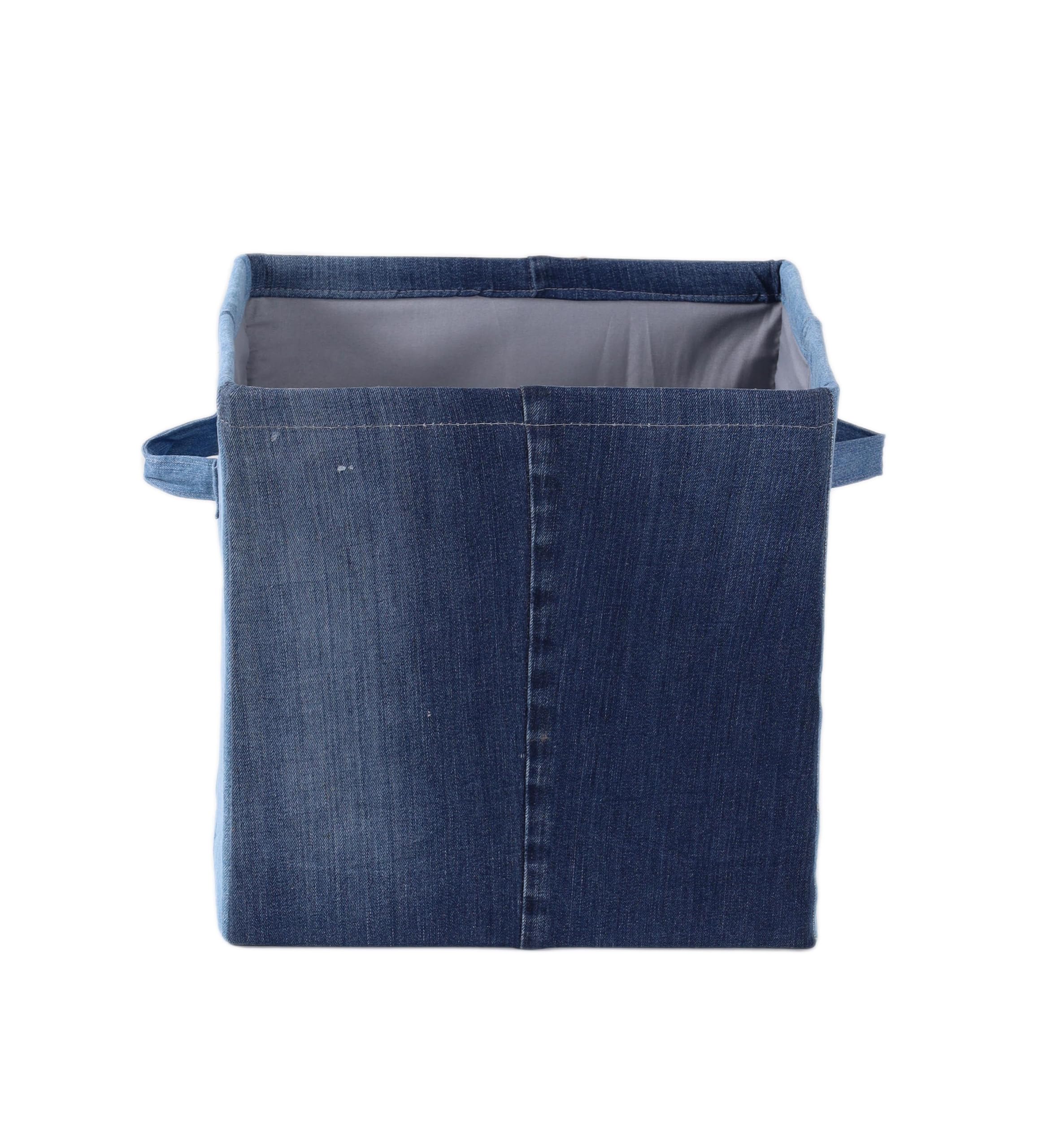 Premium Denim Fabric Storage Basket with Handles | Foldable Storage Bin for Clothes, Toys & Home Organization-image-14