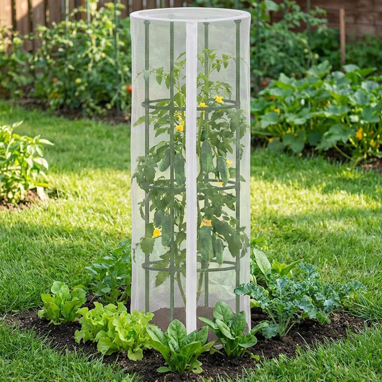 Red Protectora para Plantas Barrera Protectora con Cremallera para Animales | Barrera para Pájaros en Plantas de Tomate con Jaula Verduras Flores Guisantes Pepinos Árboles Frutales Arbus