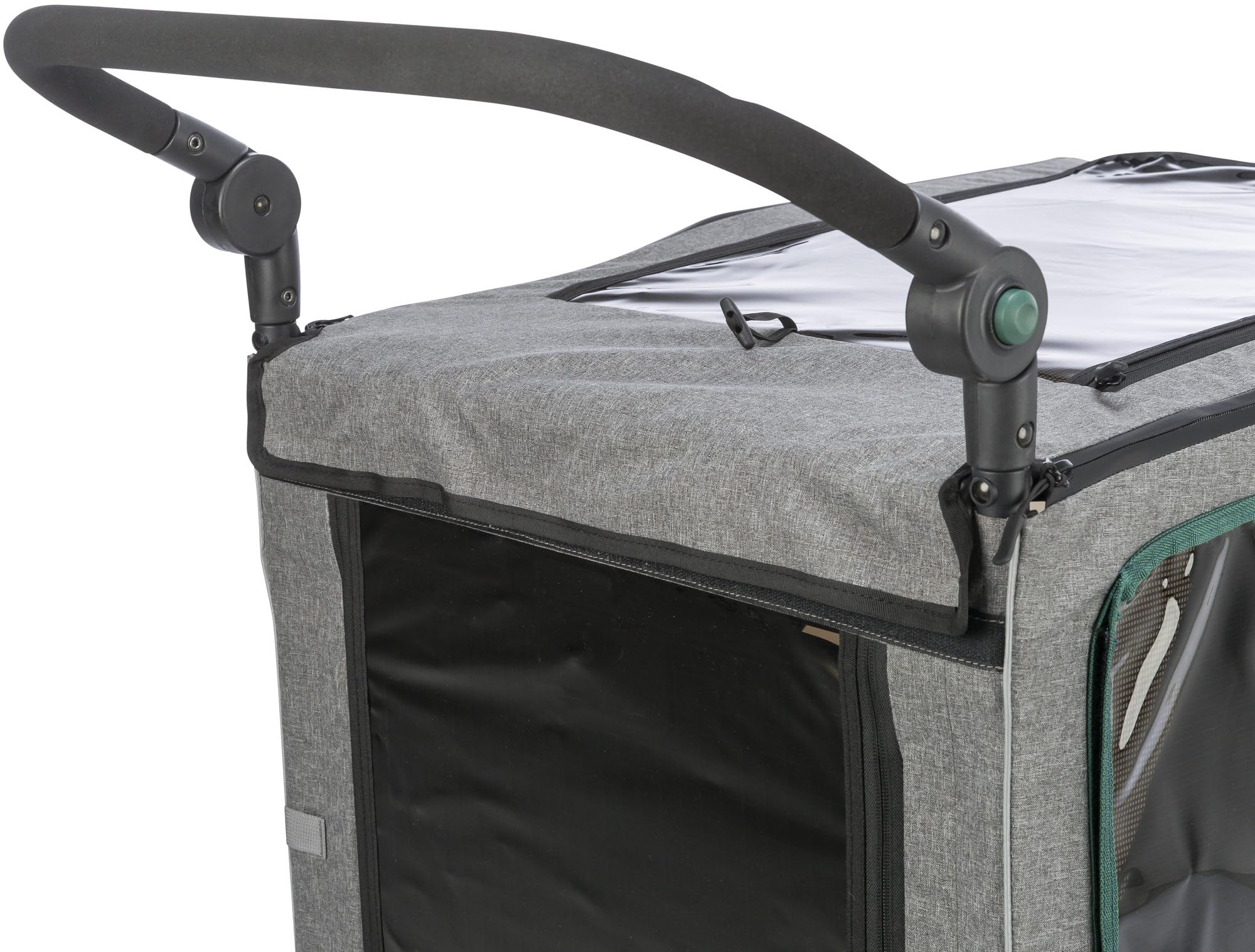 Trixie Dog Trailer for Bicycles 16.1 × 21.3 × 24.4 inches up to 55.1 lbs – Suspended Dog Bike Trailer with high Front Section – with extra-Large Rear Door