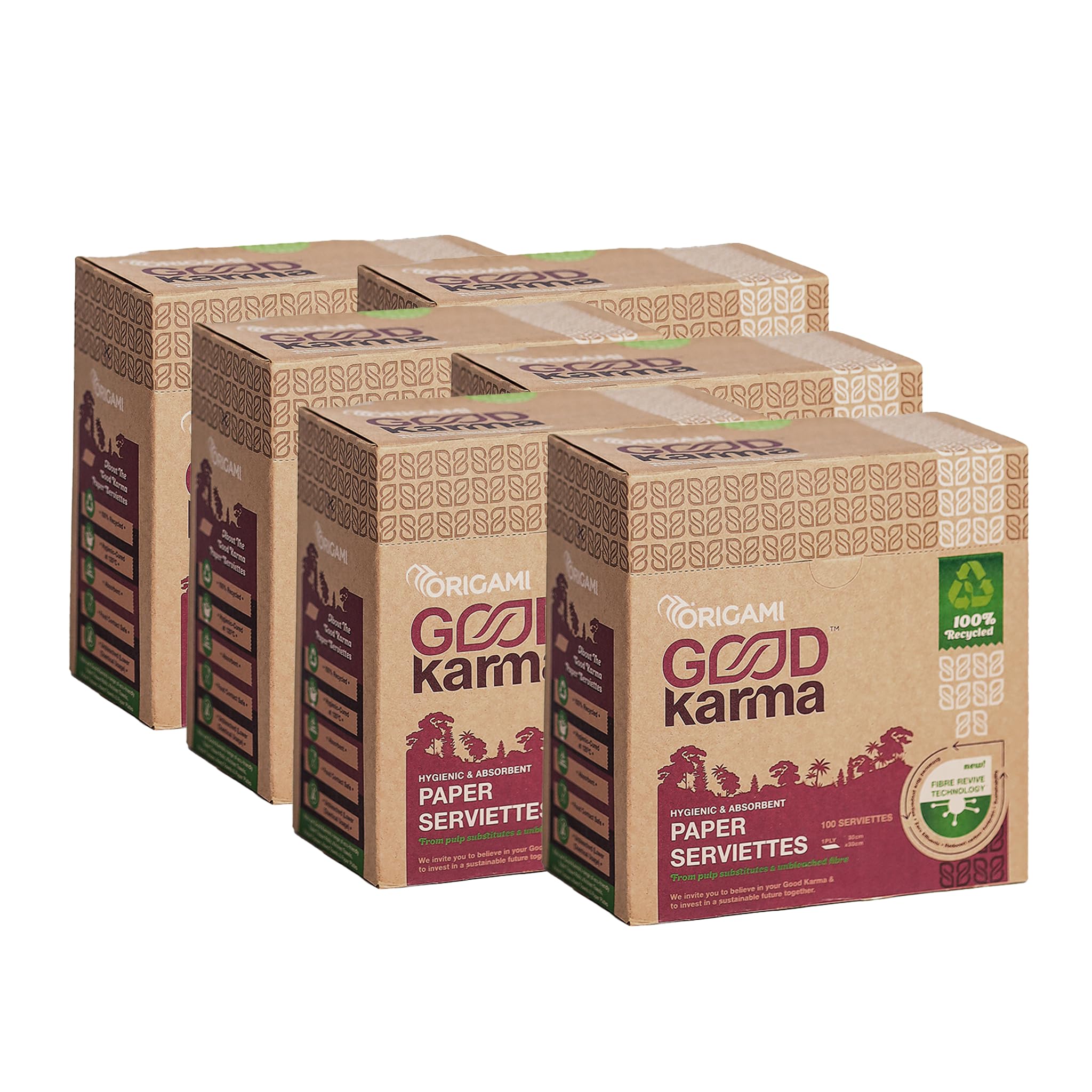 Origami Good Karma 1 Ply Unbleached Sustainable Tissue Paper Napkins - Pack of 6 (100 Pulls Per Pack, 600 Sheets) (B08P7K4HJY) Amazon Price History, Amazon Price Tracker