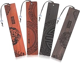 Vin Beauty 4PCS Wooden Bookmark for Men & Women, Handmade Natural Wooden Carving, Traditional Style Book Marks Accessories, Birthday Present