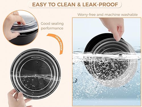 Miniatura 4 de Golden State Art, Paquete de 25 recipientes de comida de 32 onzas, cuencos de preparación de comidas, 1 compartimento con tapa, sin BPA, congelador,