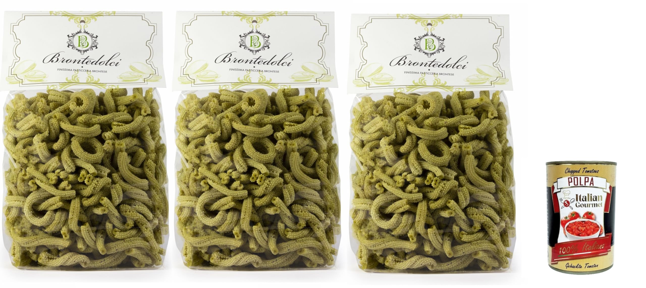 Brontedolci Casarecce Pasta al Pistacchio Hartweizengrieß 3x 500g + Italian Gourmet polpa 400g