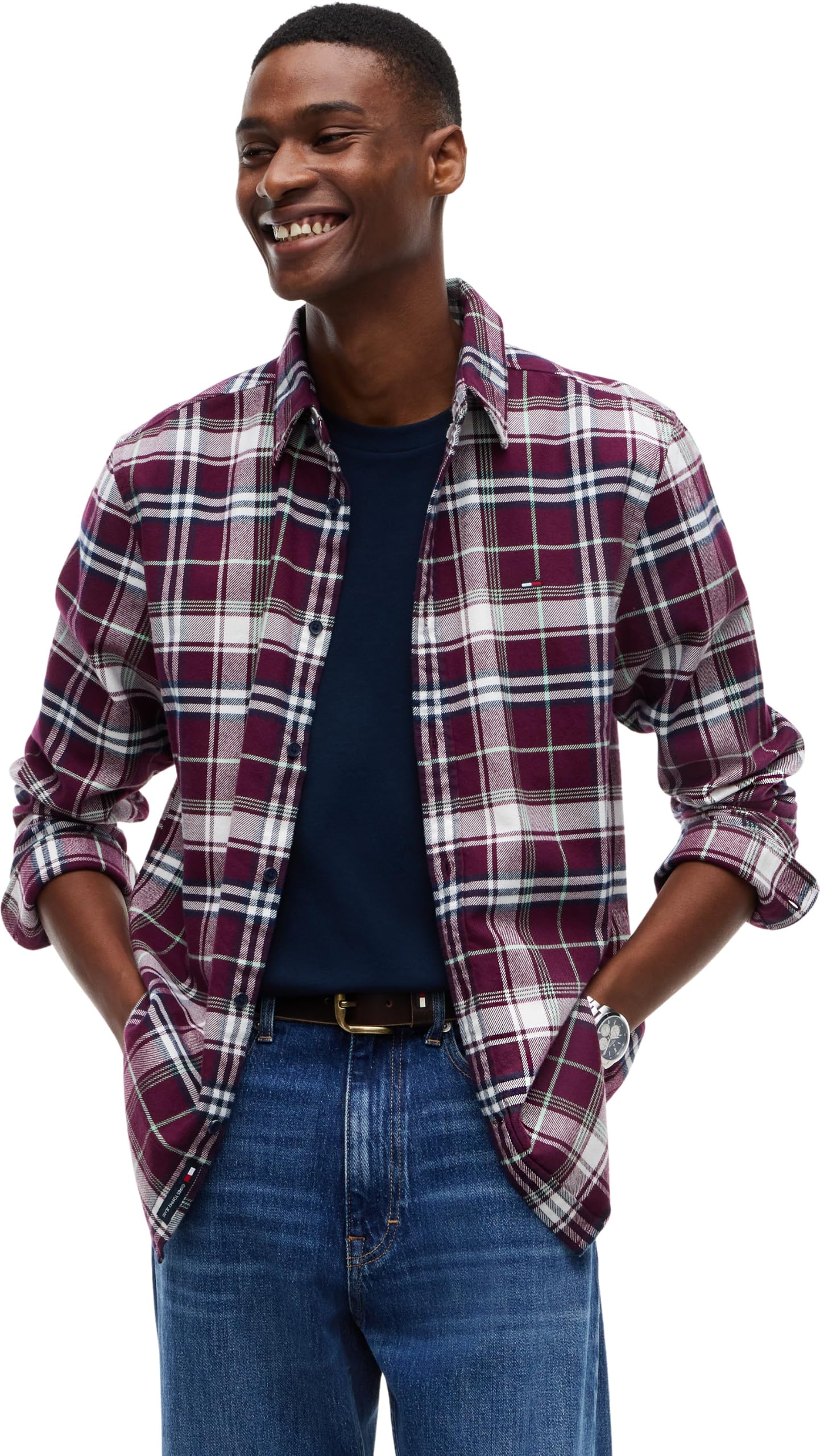 Tommy Jeans Men's TJM Reg Flannel Check Shirt Ext Dm0dm23528 L/S Shirt (Pack of 1)