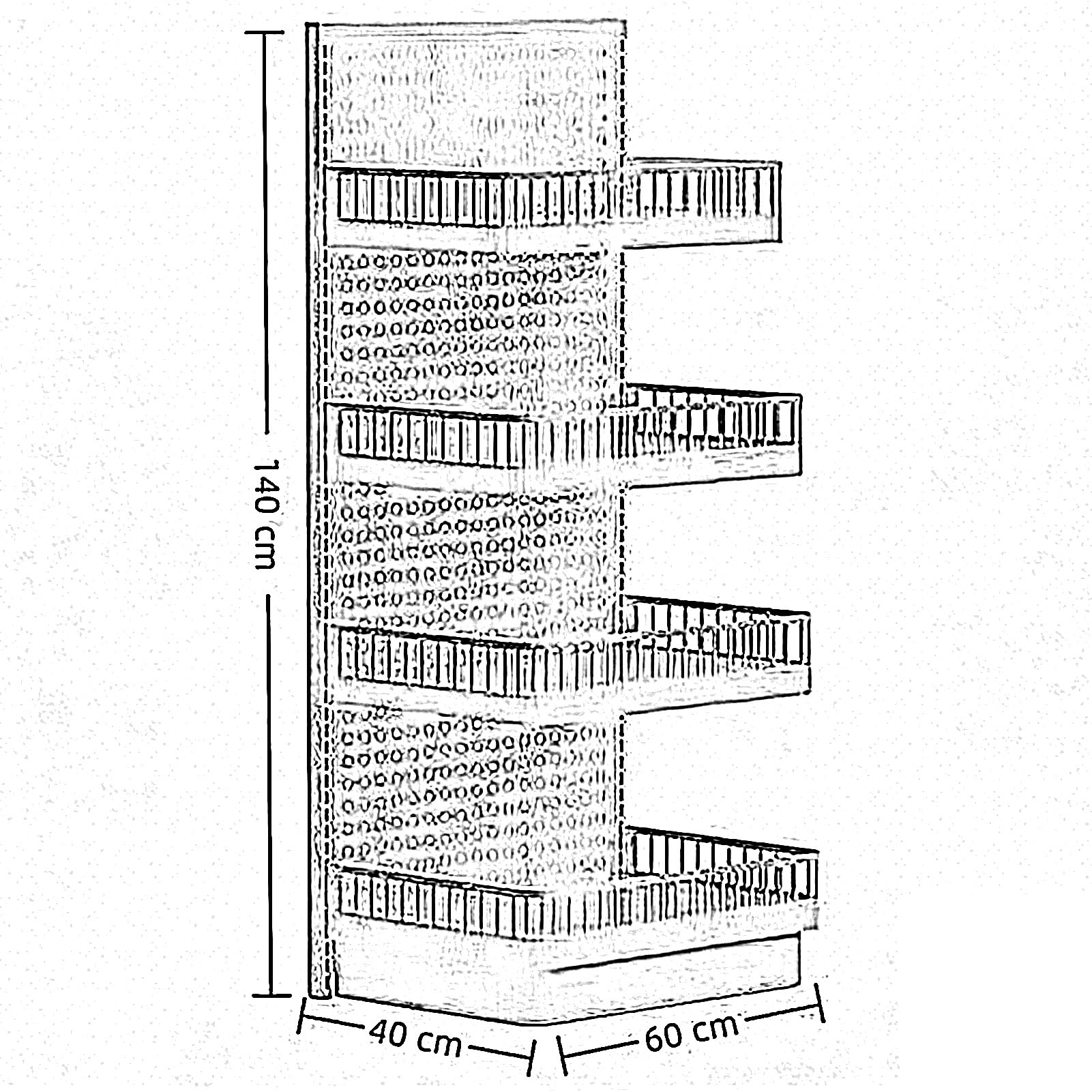 Scaffale da parete in metallo a 4 ripiani, kit di ganci per pannello forato resistente, per officina, ufficio, artigianato, garage