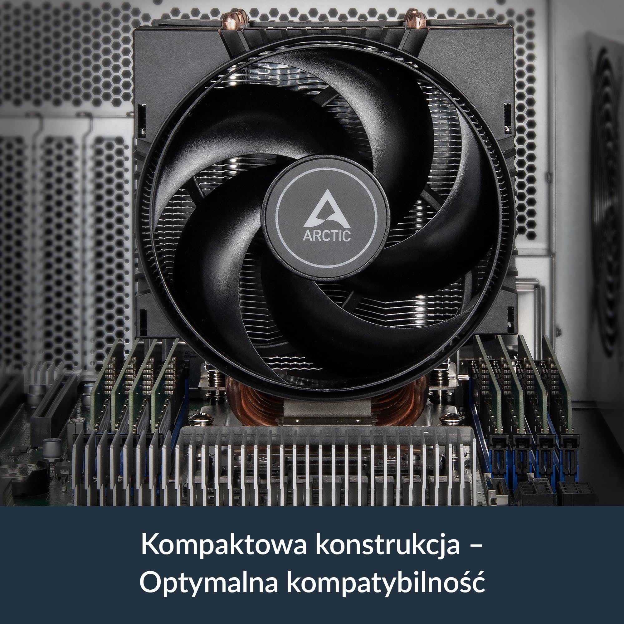 ARCTIC Freezer 4U-OneX – chłodzenie procesora do AmpereOne LGA5964, 2 wentylatory PWM 120 mm (400–3300 rpm), 8 ciepłowodów, podwójne łożysko kulkowe, kompatybilne z obudowaniami 4U