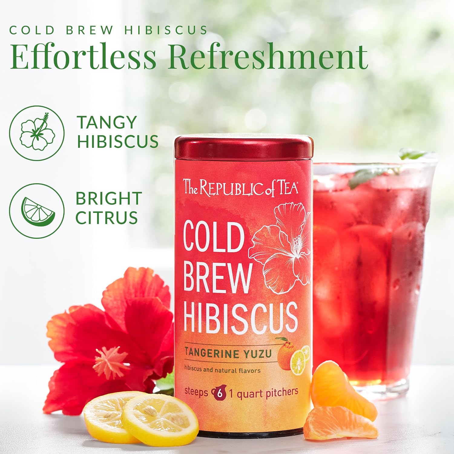 The Republic of Tea Cold Brew Hibiscus Tangerine Yuzu Herbal Iced Tea, 6 Ct image 2