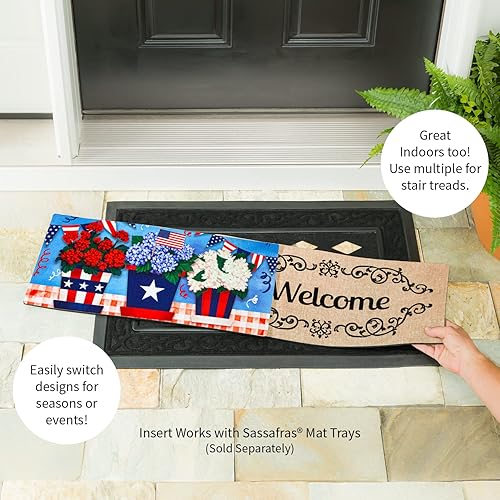 Miniatura 3 de Evergreen Sassafras - Tapete de entrada intercambiable para maceta patriótica, interior y exterior, 22 x 10 pulgadas, parte trasera antideslizante,