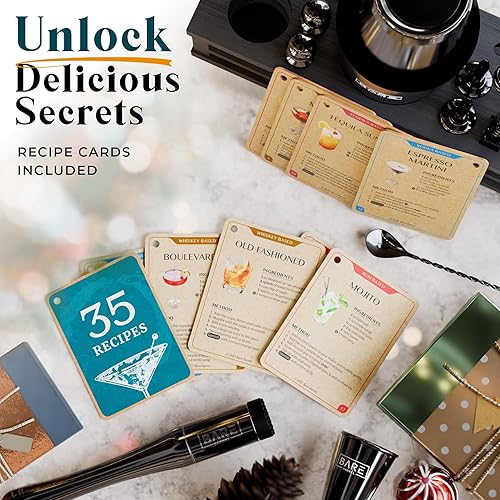Miniatura 6 de BARE BARREL Mixology Bartender Kit Bar Set Juego de coctelera de 16 piezas Herramientas de mezcla de Martini Barware para el hogar Incluye 35