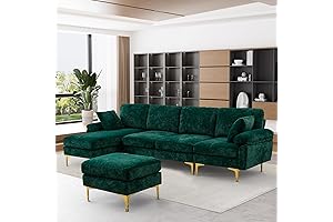 OUYESSIR 114 Inch Emerald Green Sectional Sofa Couch with Chaise Lounge and Ottoman