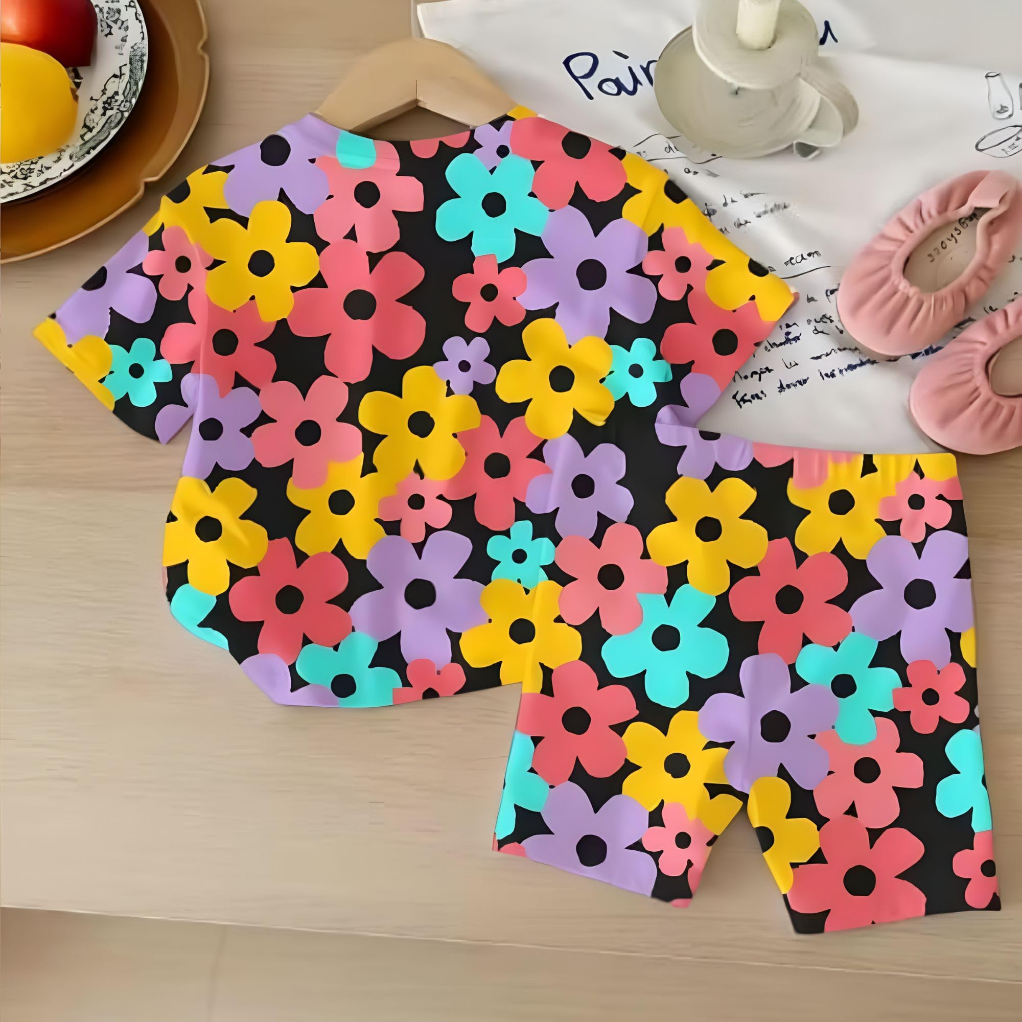 4YOU Dresses Beautiful Cotton Blend Fabric with Beautiful Print Tshirt and Half Pant For Girls - Image 2 thumbnail