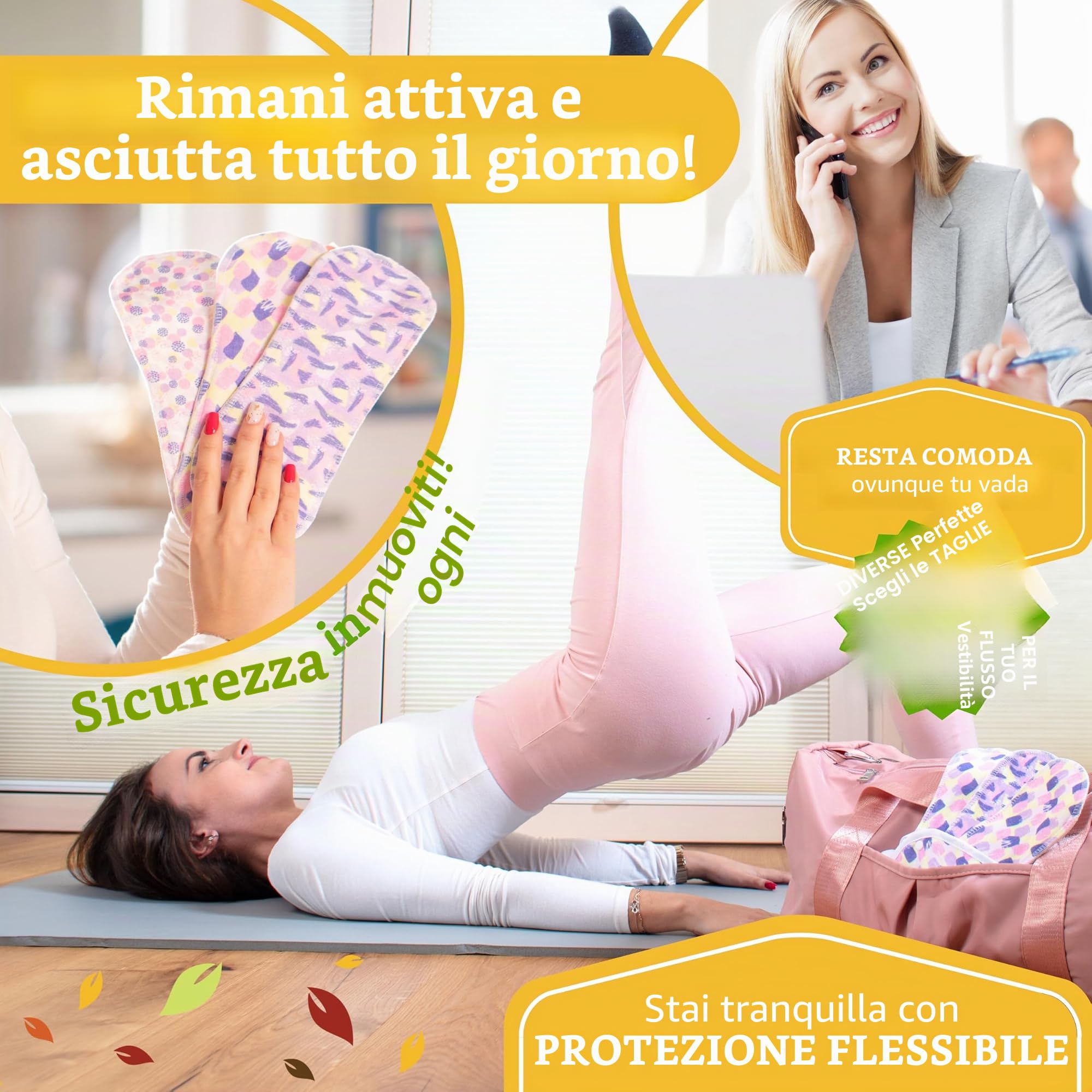 Natissy Assorbenti Lavabili in Cotone Biologico per Donna e Adolescente, Morbidi, Traspiranti, Non Irritanti e Riutilizzabili - Set 6 pz Taglie S+M - Made in EU