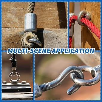 Pack of 5 Eye Bolts M8 Long Eye Bolt 304 Stainless Steel Heavy Duty Eye Bolt M8 x 80 mm with Wood Thread for Hammocks Awnings Fixed Cable