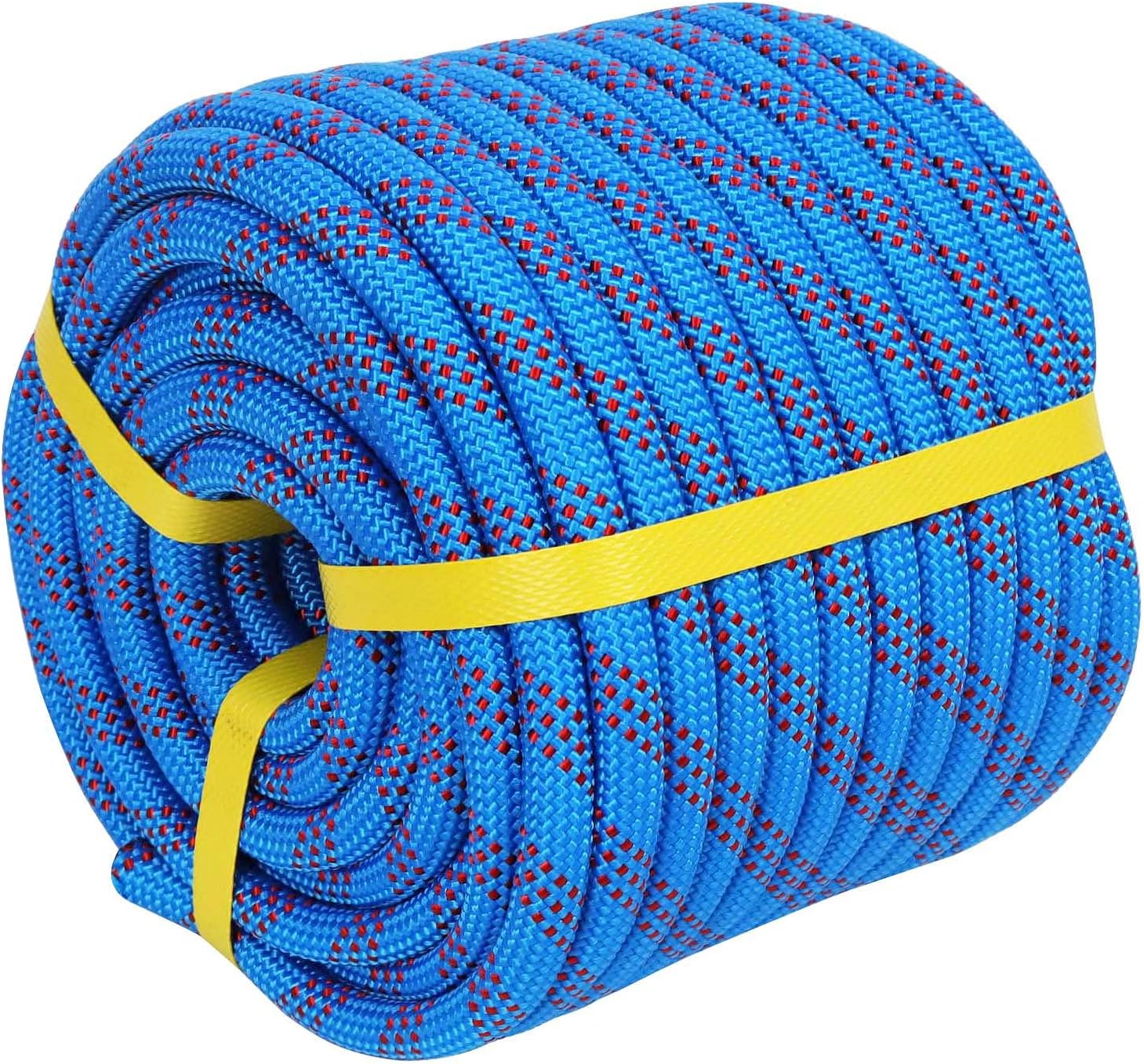 Double Braided Arborist Rigging Rope (1/2 in x 200 ft) Strong Polyester Rope 48 Strands for Tree Work Climbing Pulling Swing Sailing, Blue/Red