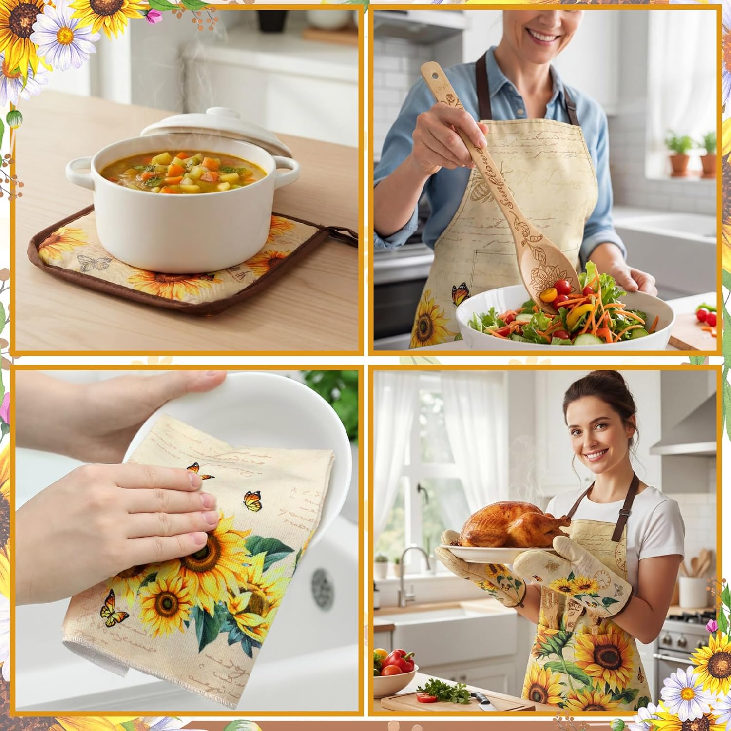 Suower Kitchen Set Retro Yellow Farmhouse Kitchen Decor