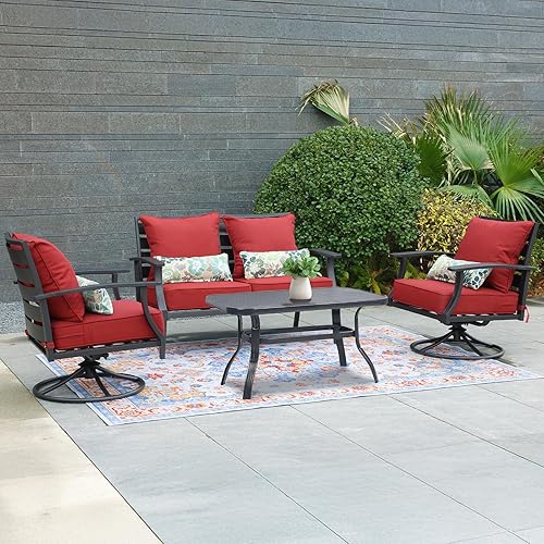 Miniatura 3 de Aoodor Muebles de patio de 22 x 24 pulgadas asiento profundo para silla individual cojín de tela de olefina funda de esponja de espuma color rojo