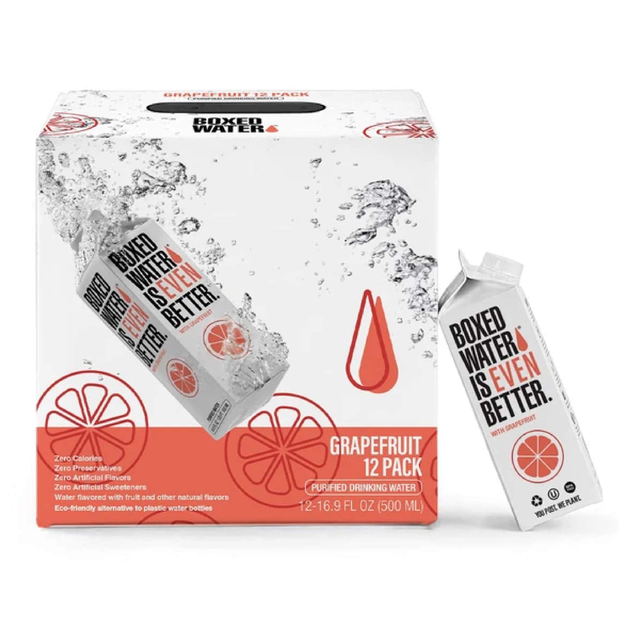 Boxed Water 16.9 oz. (12 Pack) Grapefruit Flavored Water- Purified Drinking – Zero Calories & Sugar Free, More Sustainable than Premium Plastic